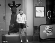 Queen Street Auckland city, black and white photo by Mike Wheelton